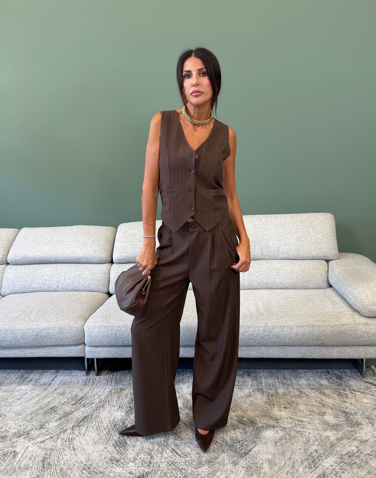 Cordset - Office Gessato Marrone
