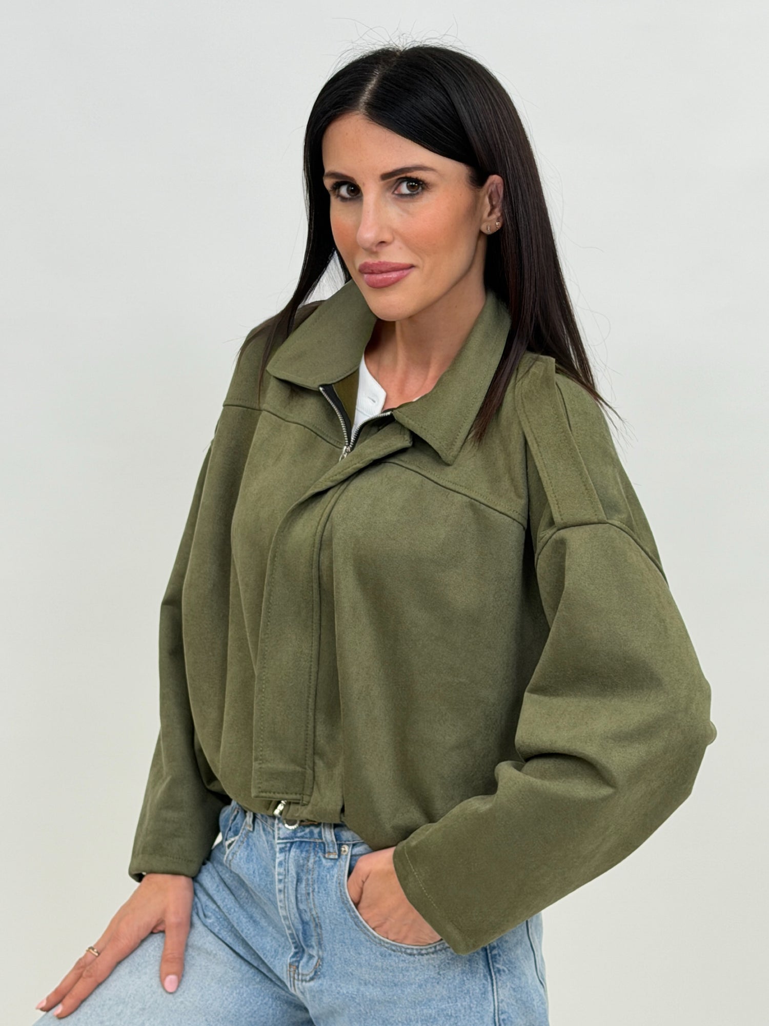 Giubbotto - Velvet verde militare