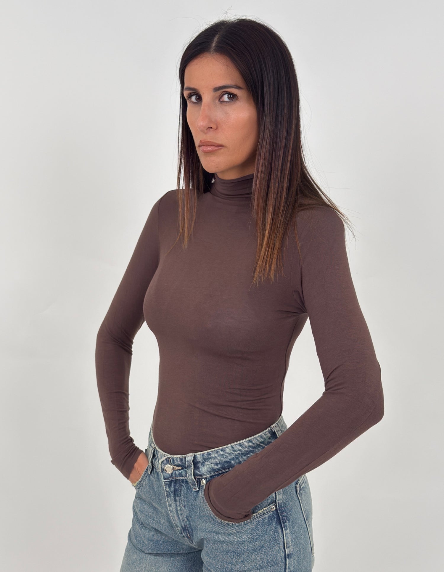 Maglia - Lucy Mezzo Collo Marrone