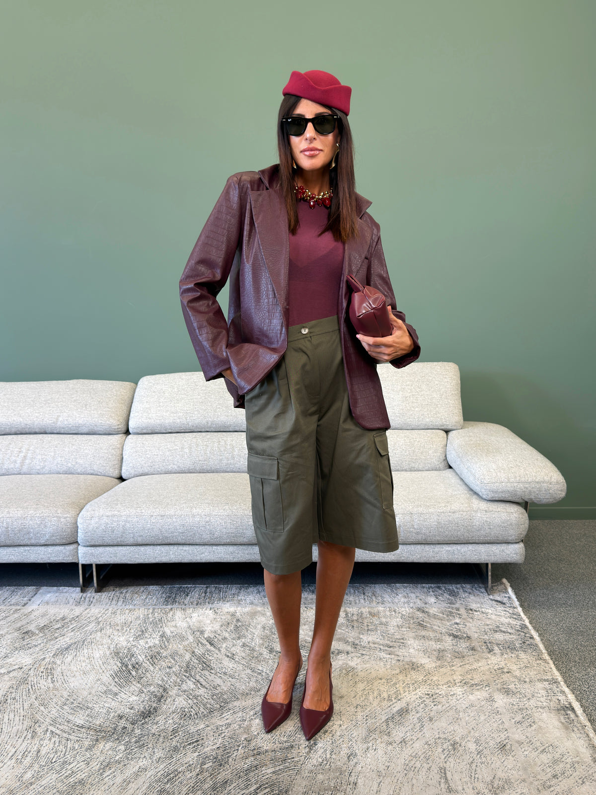 Giacca - Croco Ecopelle Bordeaux