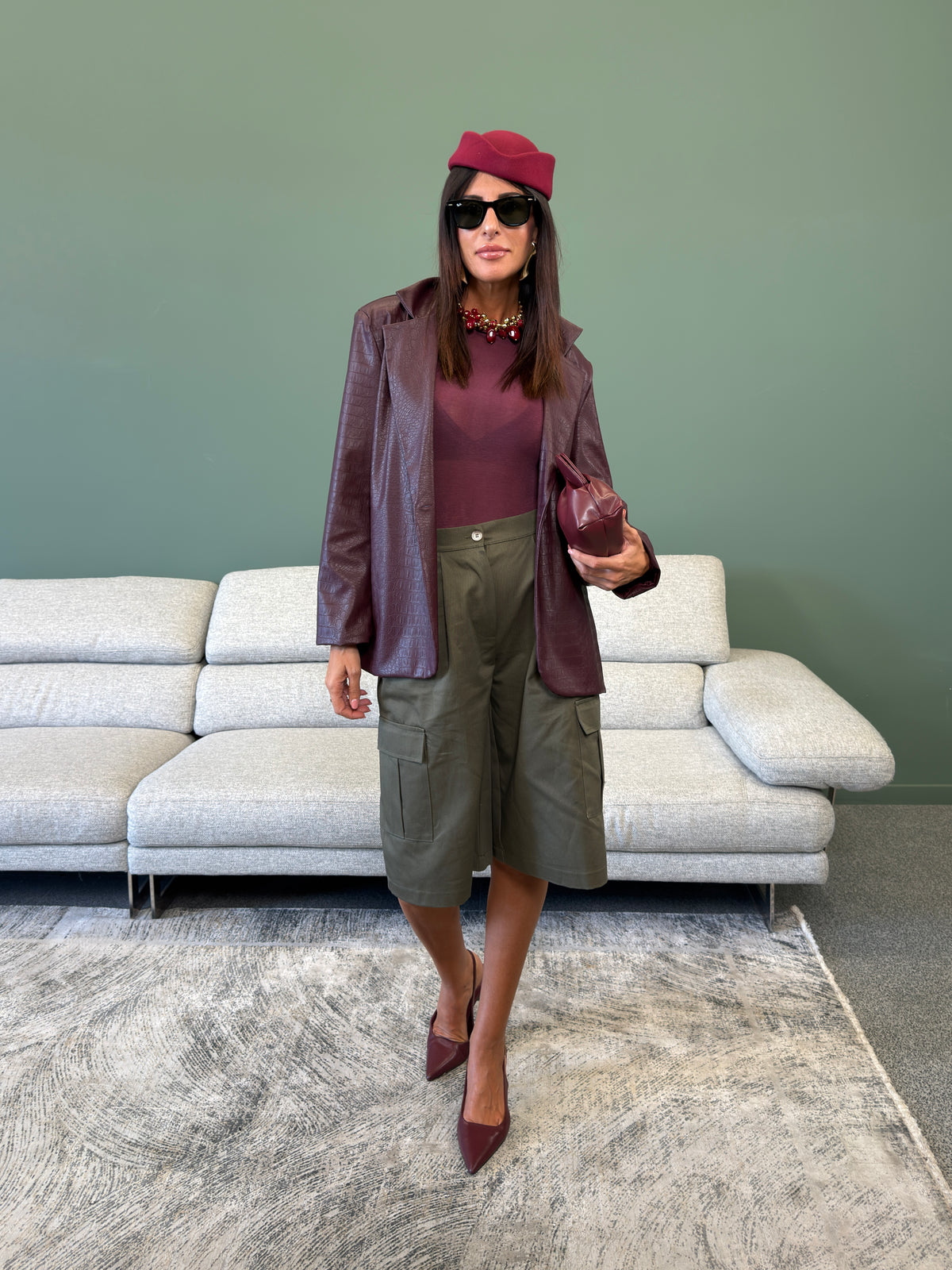 Giacca - Croco Ecopelle Bordeaux
