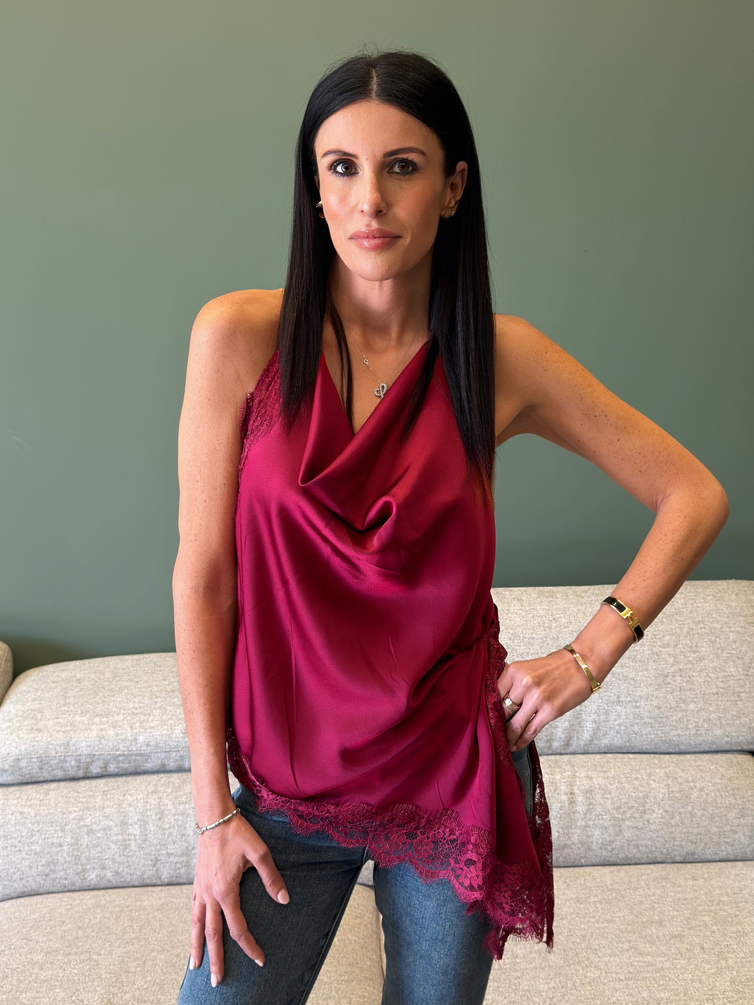 Top - Satin Bordeaux