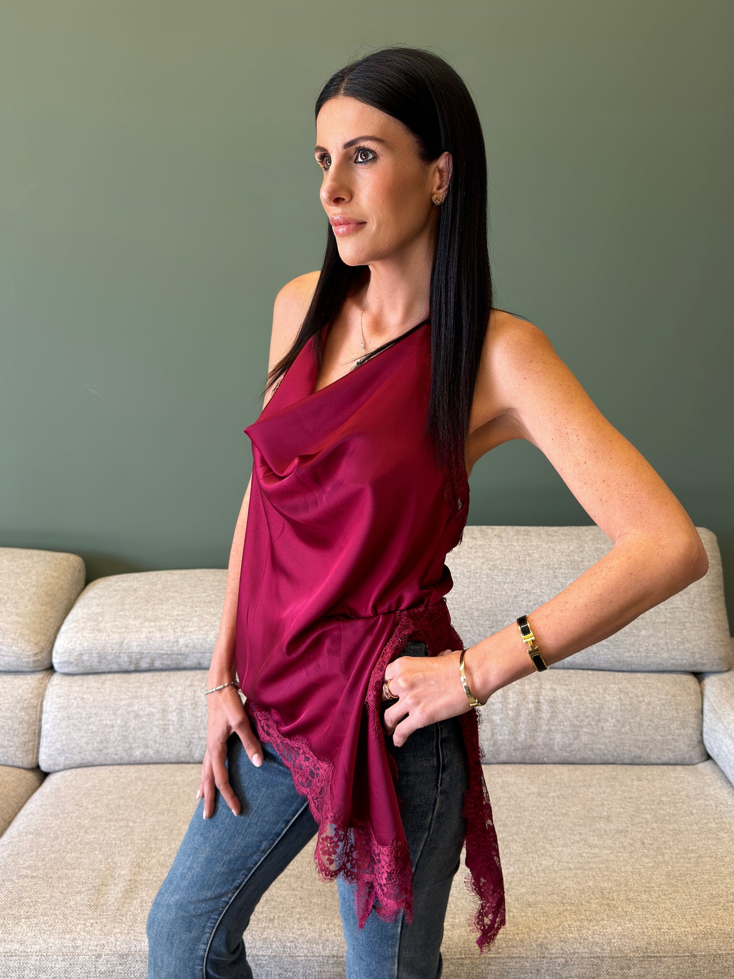 Top - Satin Bordeaux