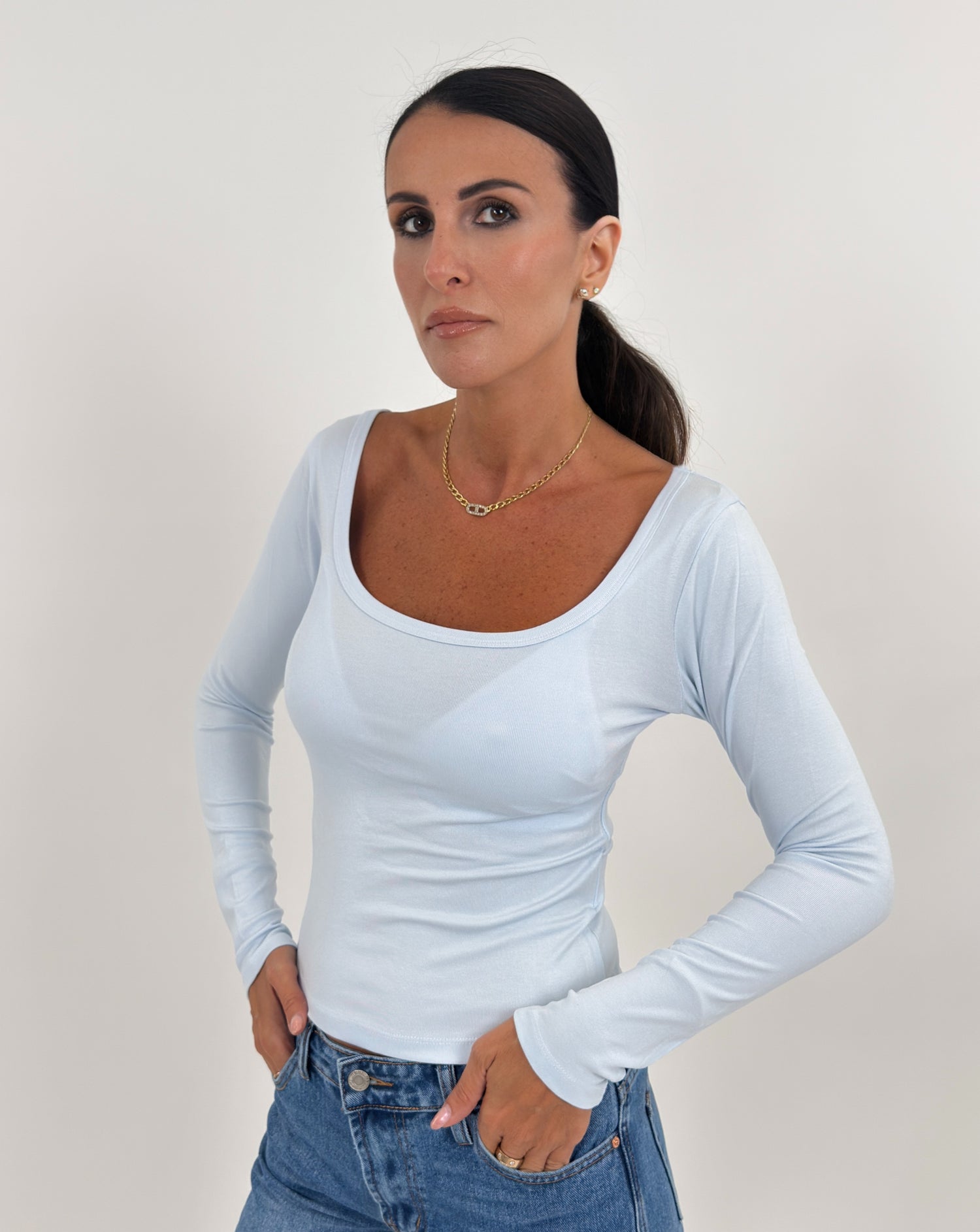 Maglia - Annie Liscia Celeste