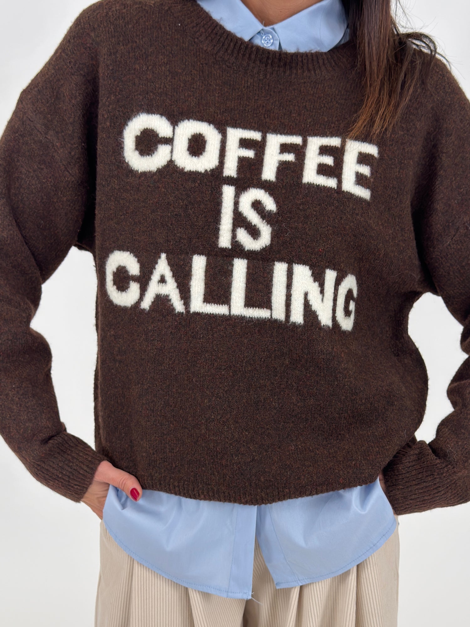 Maglia - Coffee Is Calling Marrone