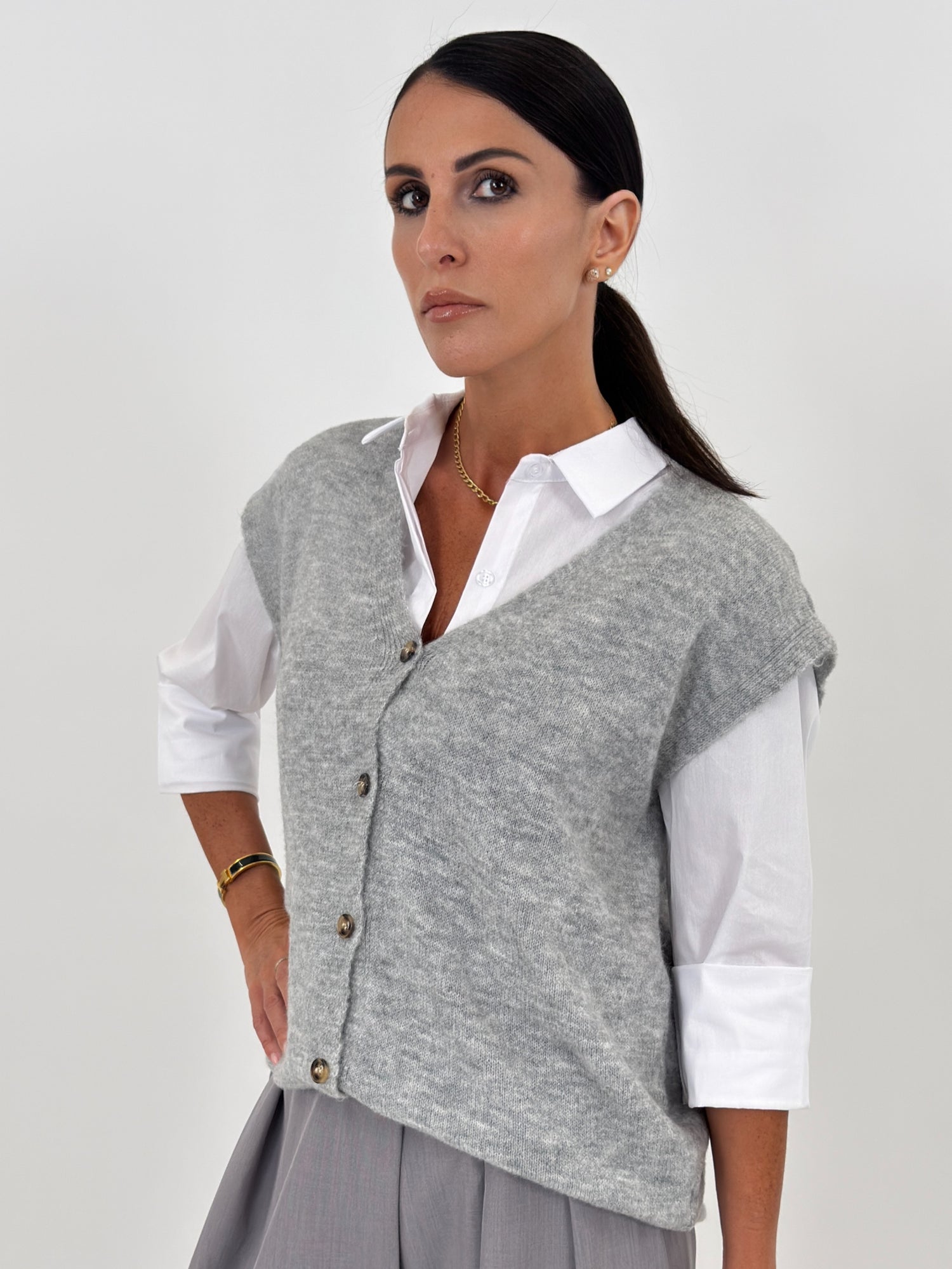 Cardigan Gilet - Amber Grigio Newyorkese