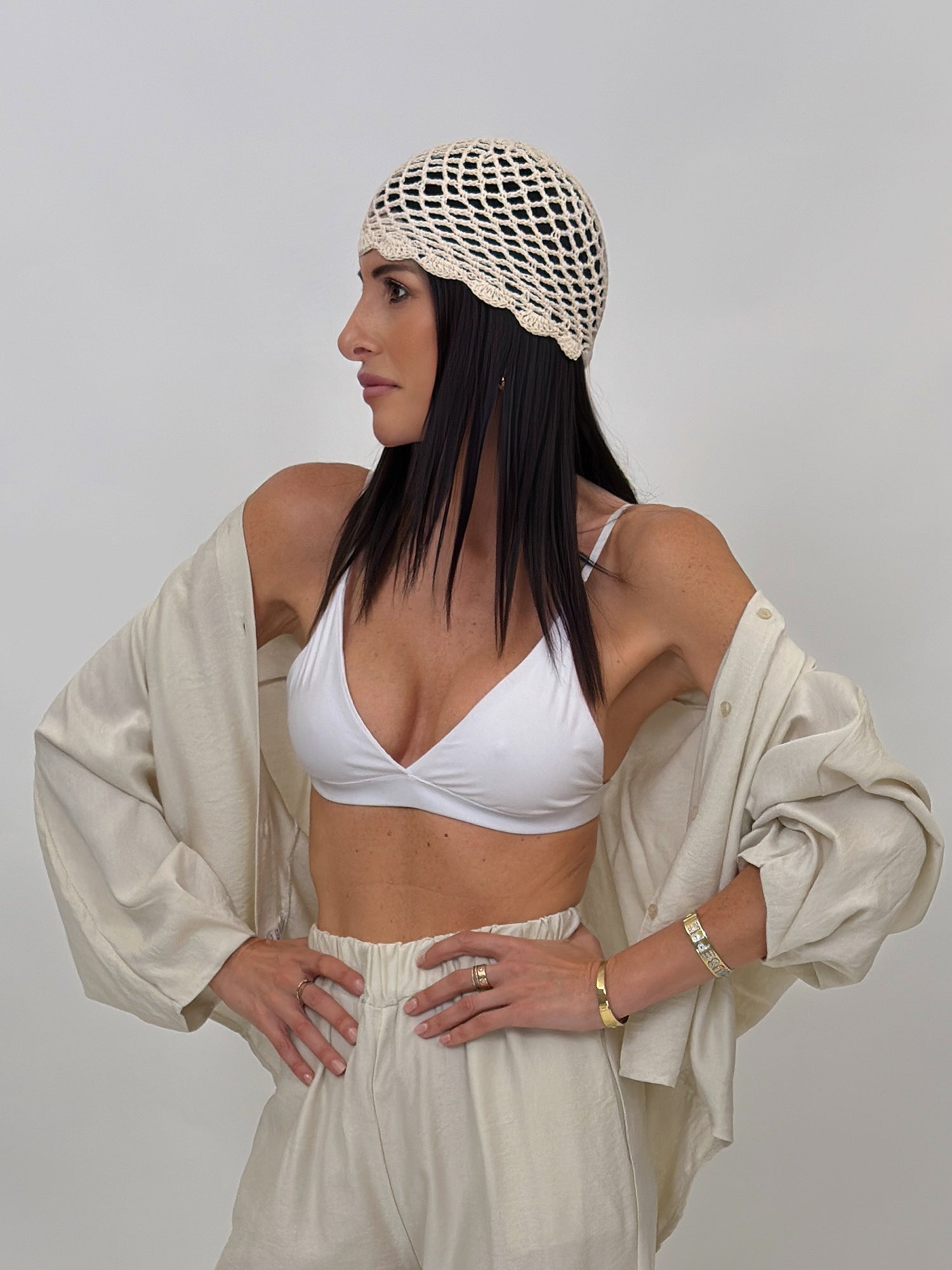 Cappello - Cuffia Crochet Beige Chiaro