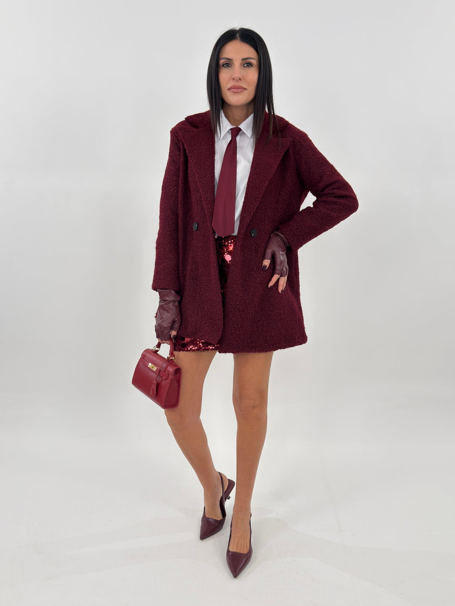 Cappotto - Teddy Corto Bordeaux