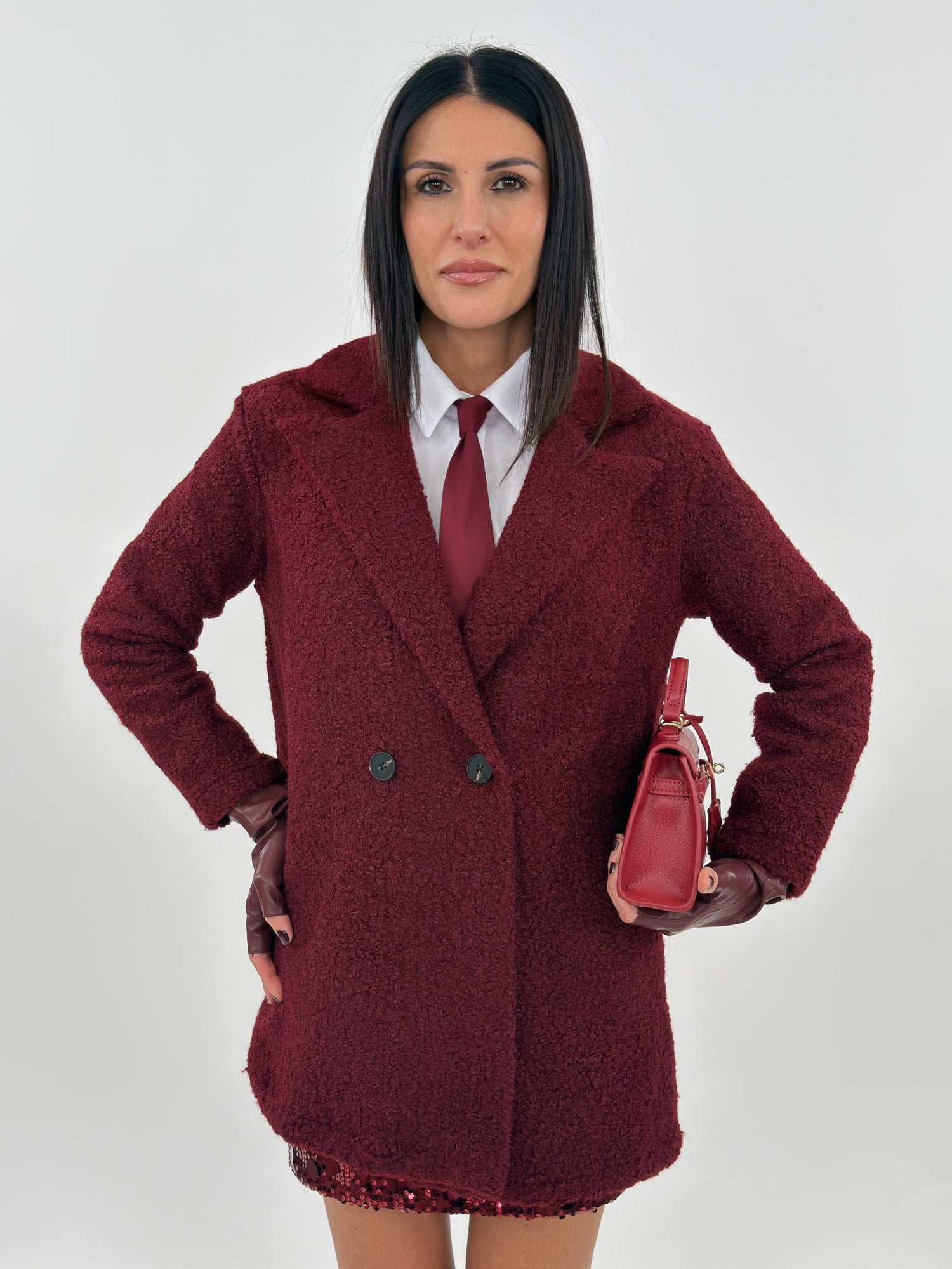 Cappotto - Teddy Corto Bordeaux