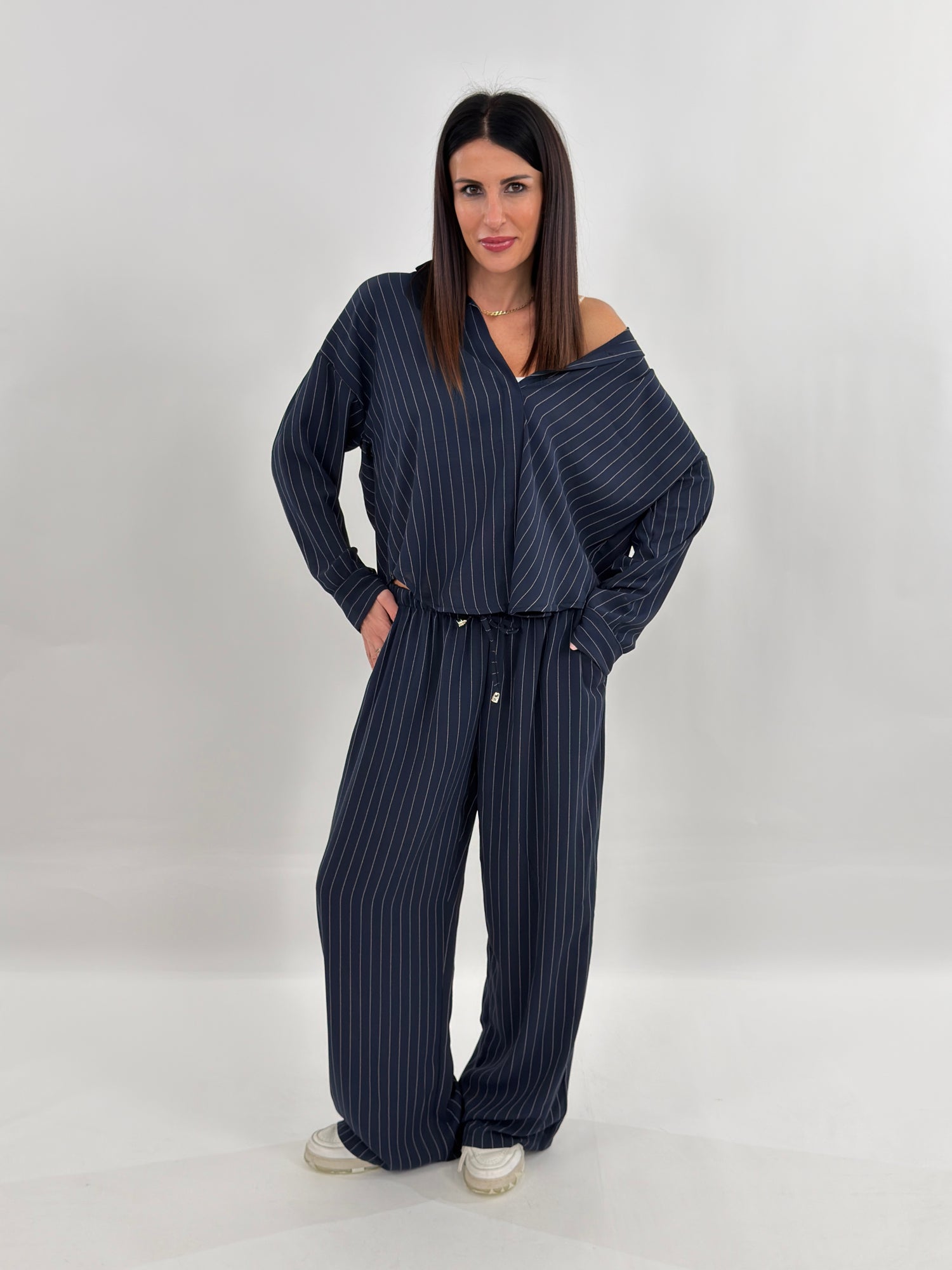 Cordset - Gabrielle gessato blue navy