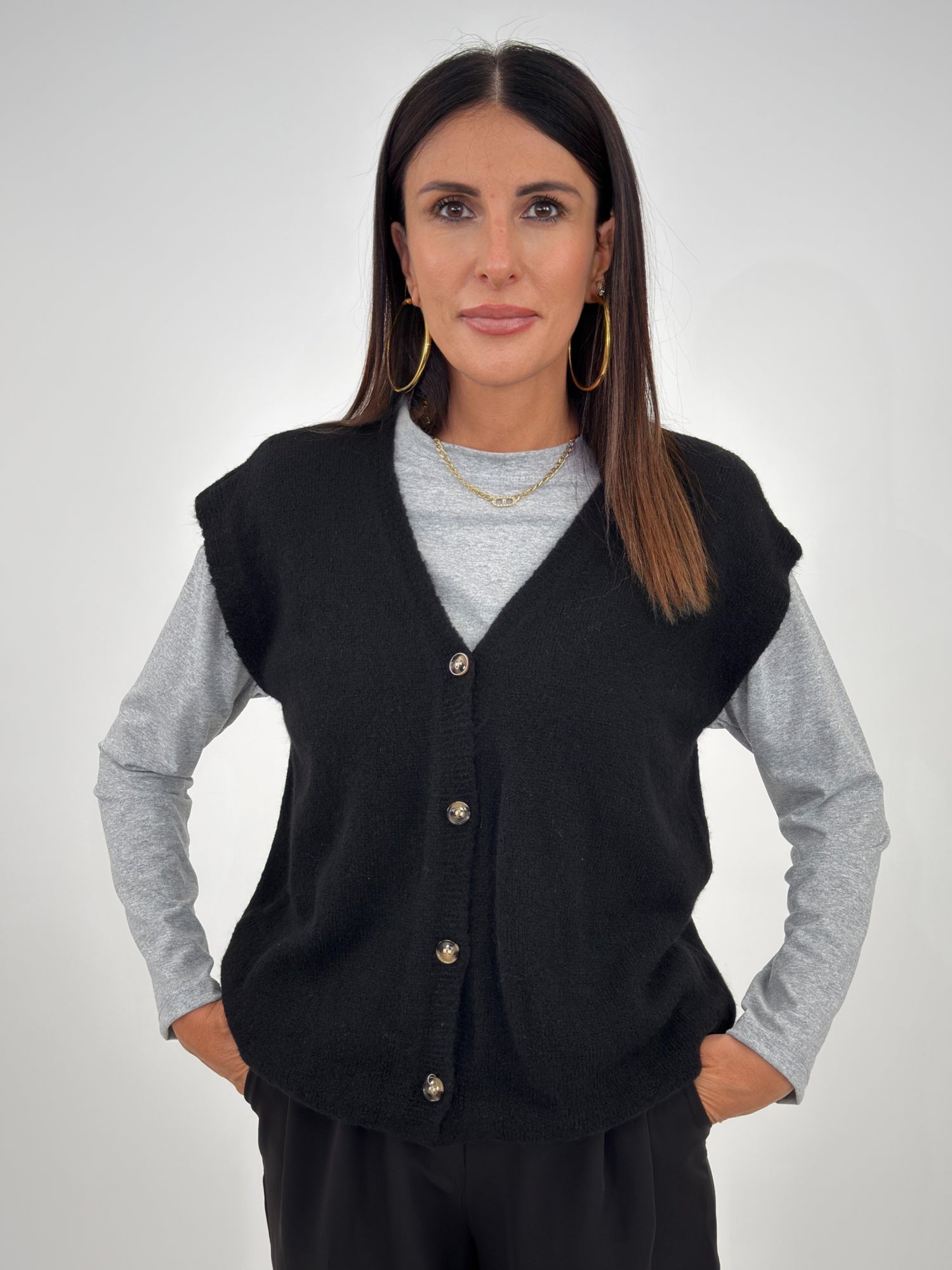 Cardigan Gilet - Amber Nero