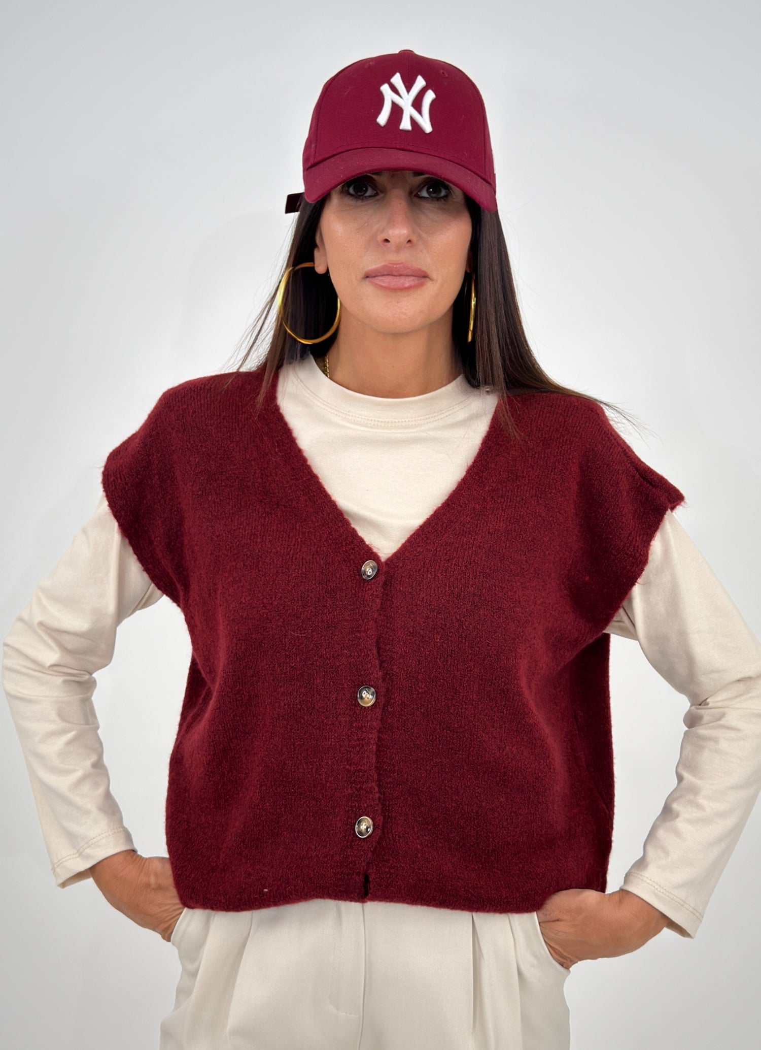 Cardigan Gilet - Amber Bordeaux