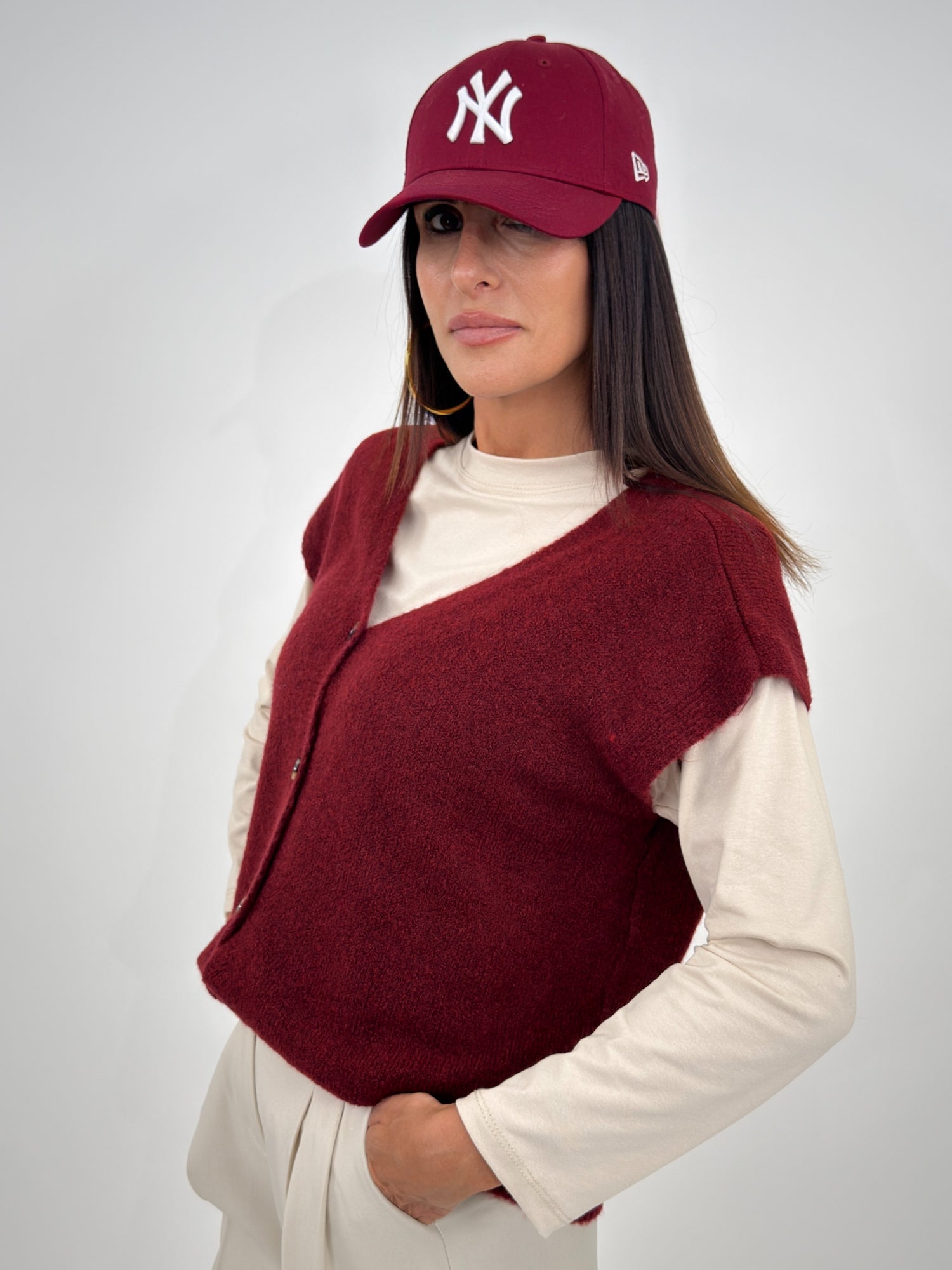 Cardigan Gilet - Amber Bordeaux