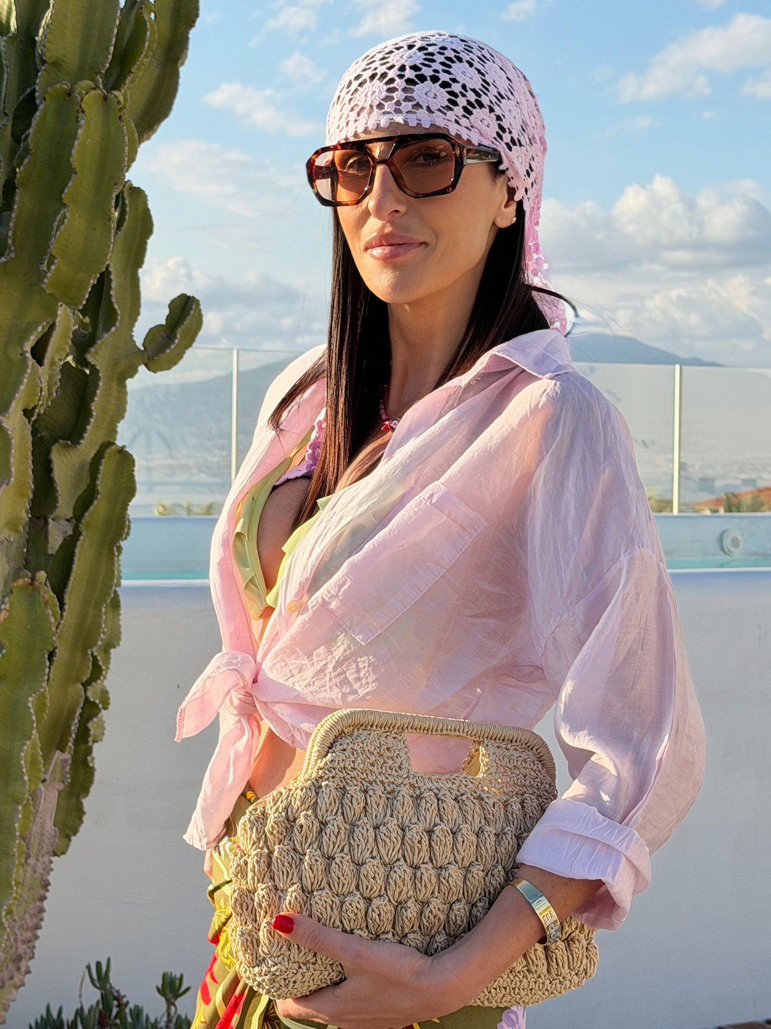 Cappello - Bandana Crochet Rosa