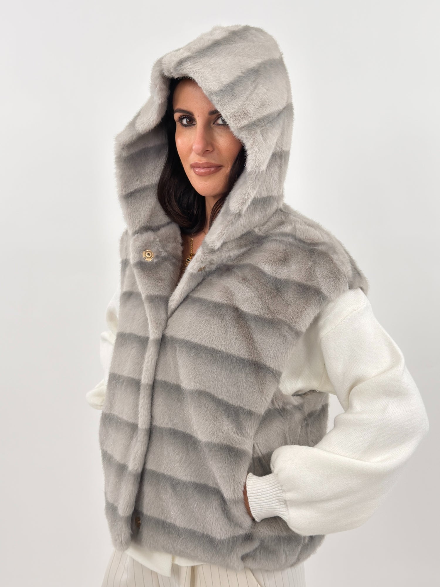 Pelliccia Smanicata - Helsinki Grigio Perla