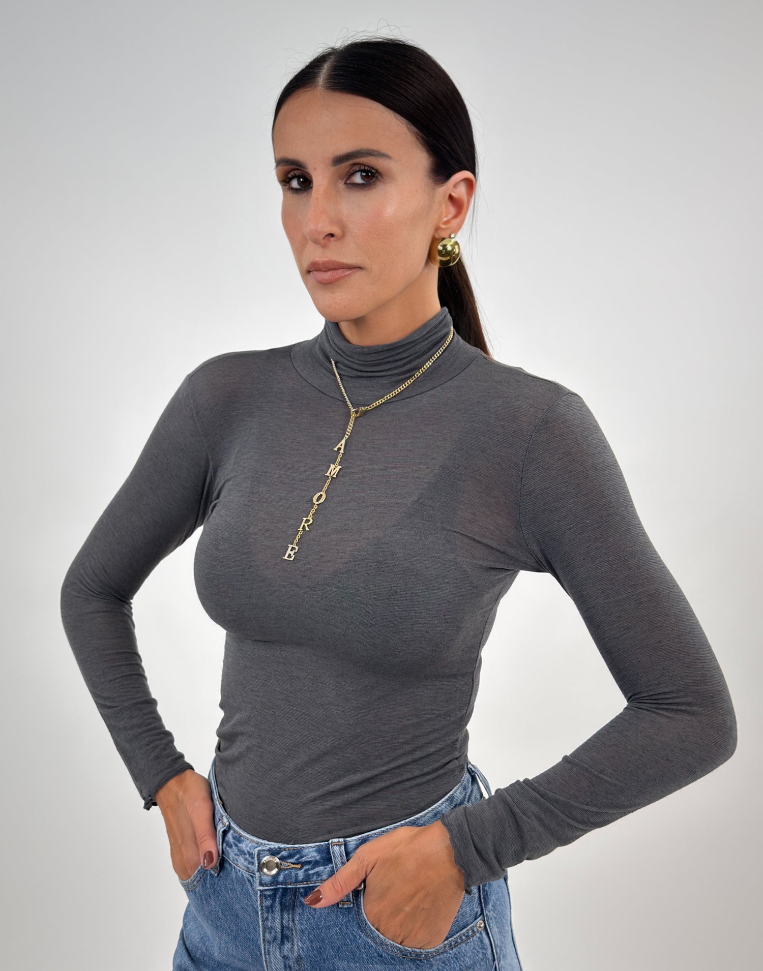 Maglia - Lucy Mezzo Collo Grigio Newyorkese