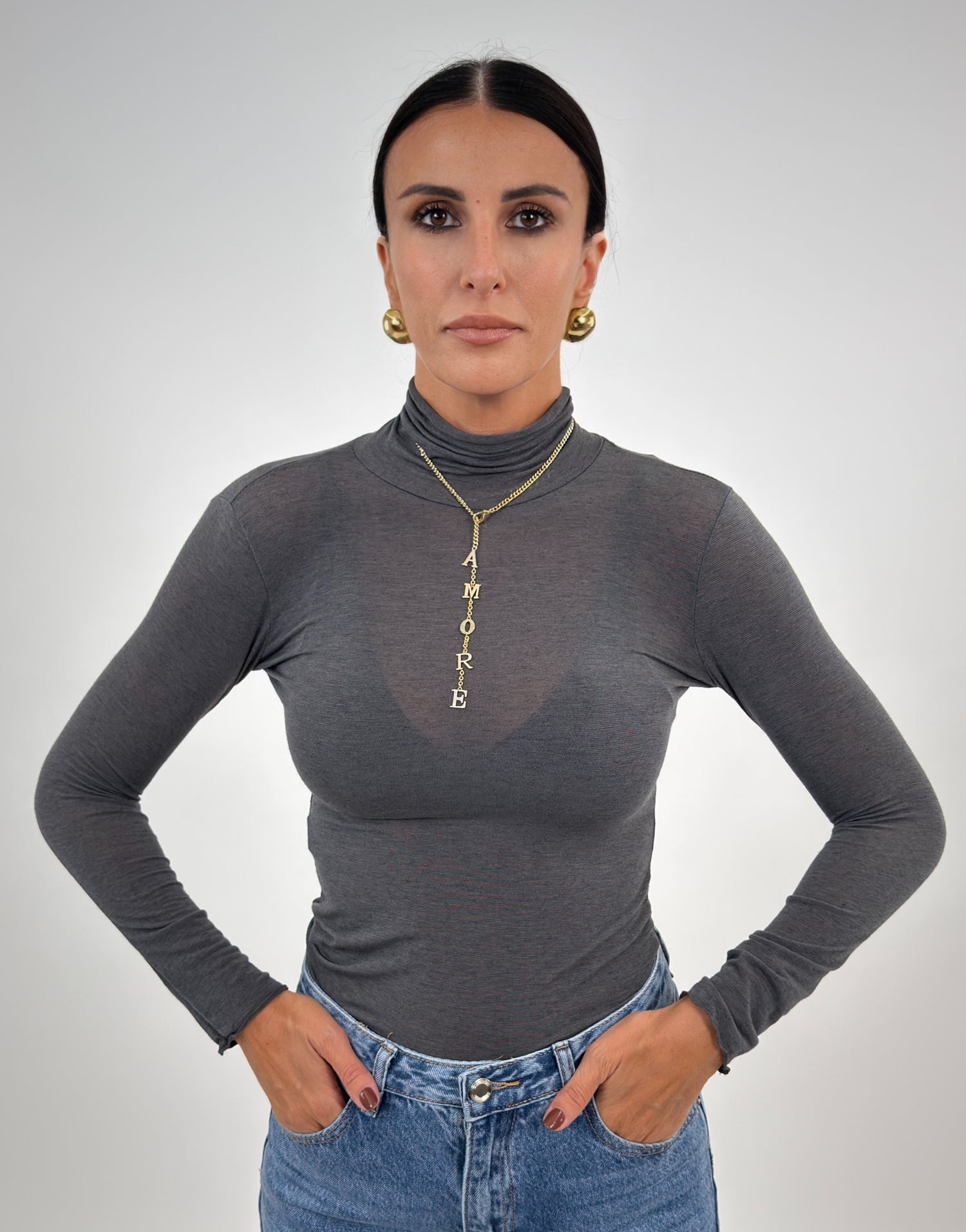 Maglia - Lucy Mezzo Collo Grigio Newyorkese